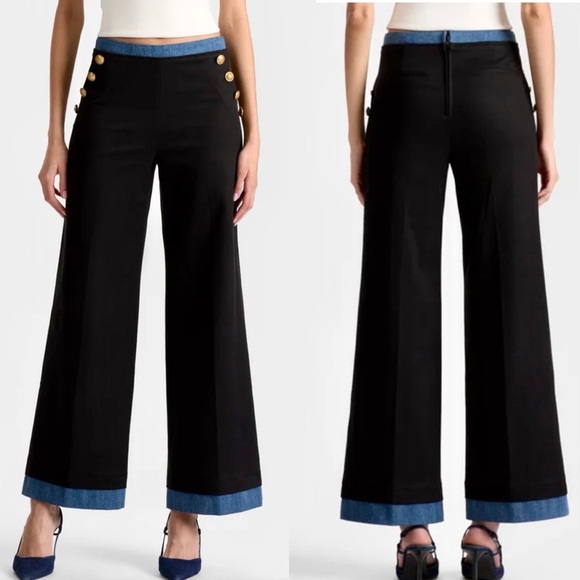 Alice + Olivia Pants - Alice + Olivia Narin Button Front Women’s Nautical Inspired Jeans Trouser Pant